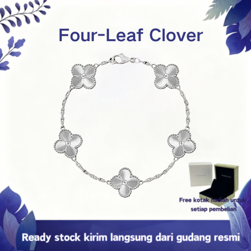 [100%ORI]Gelang Semanggi 4 Daun Laser Silver Perak 925 Simbol Keberuntungan Fashion Mewah Hadiah Ult