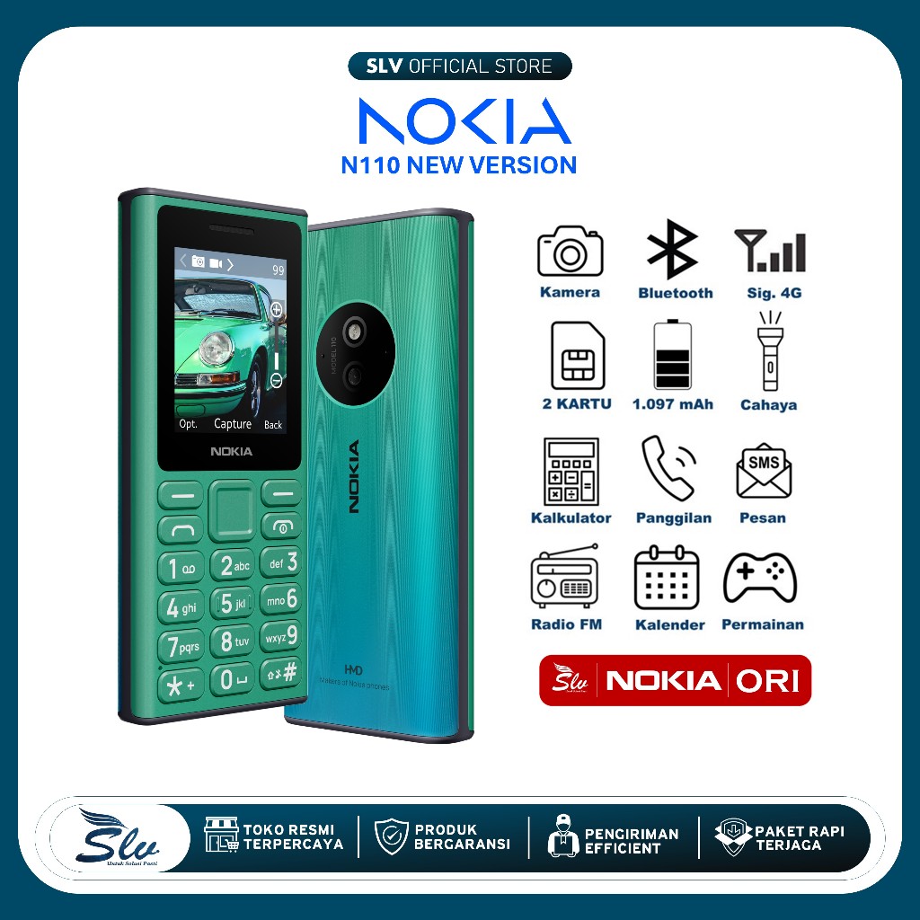 (100% ORI)  Nokia 110 2024 NEW VERSION BARU/GRESS Hp Jadul Murah Berkualitas Hp Jadul 2 Kartu Ada Ka