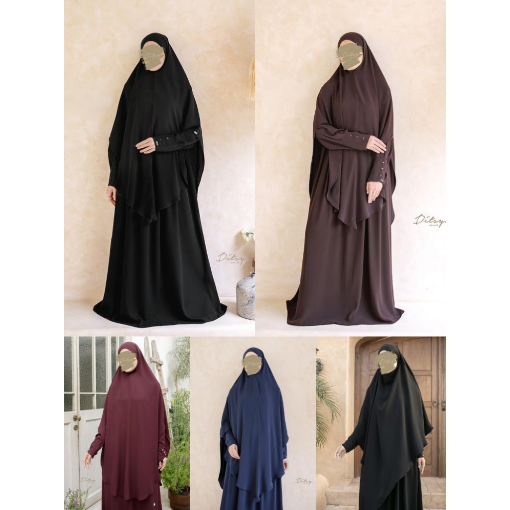 DITSY MOSLEM LUYA LANNIE DARK MAROON S M L XL MEI 2026 KHIMAR FK