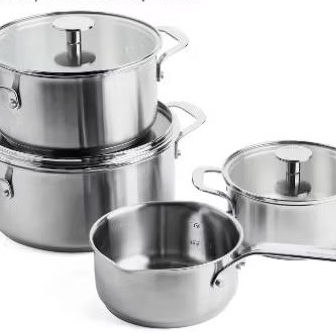 KitchenAid Stainless Steel 3-Layer Non-Stick 7 Piece Cookware Pots and Pans Set, Clad, Induction, Ov