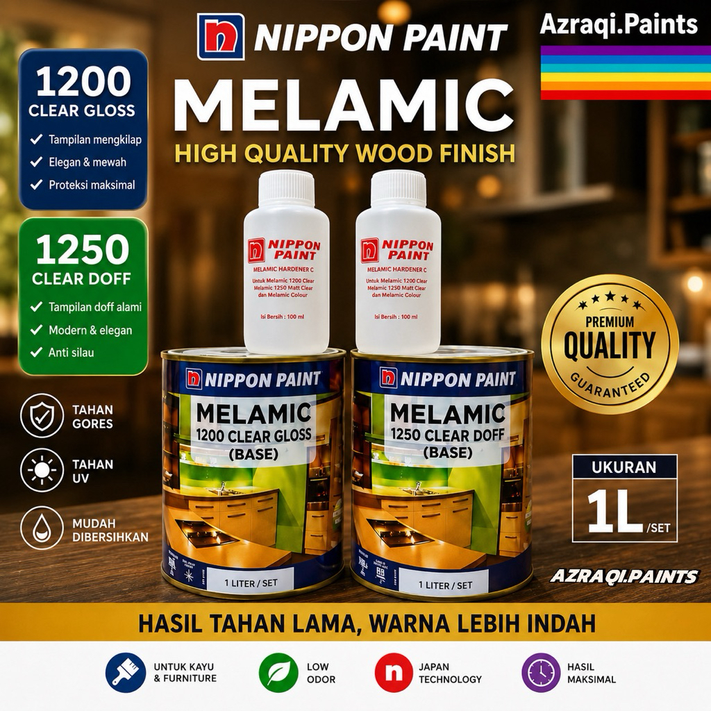 NIPPON MELAMIC CLEAR 1200 DAN MATT / DOFF CLEAR 1250 VERNIS KAYU ( 1 LITER / SET )