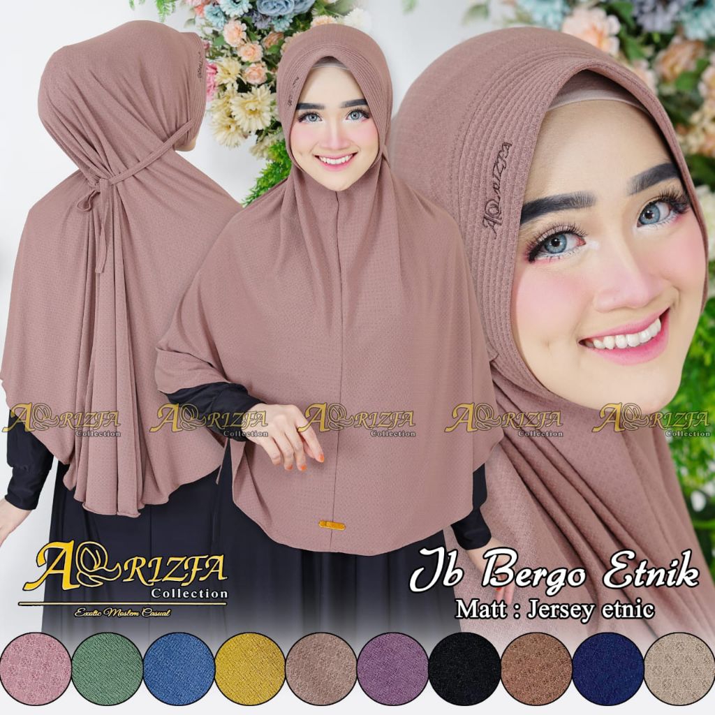 HIJAB ARRIZFA JUMBO BERGO ETNIK//HIJAB INSTAN DEWASA//HIJAB INSTAN