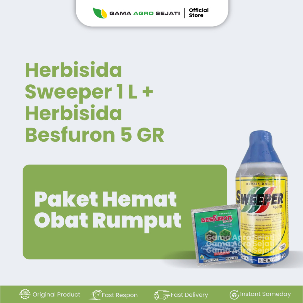 PAKET HEMAT OBAT RUMPUT ANTI GULMA HERBISIDA SWEEPER 480 SL 1 LITER & HERBISIDA BESFURON 20 WP 5 GRA