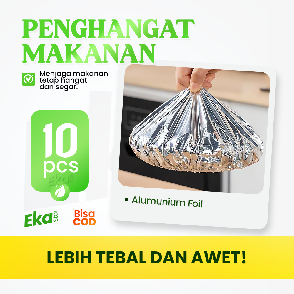Penutup Makanan Aluminium Foil Premium Diameter 20cm Elastis Mangkuk Kotak Bekal Bulat Persegi