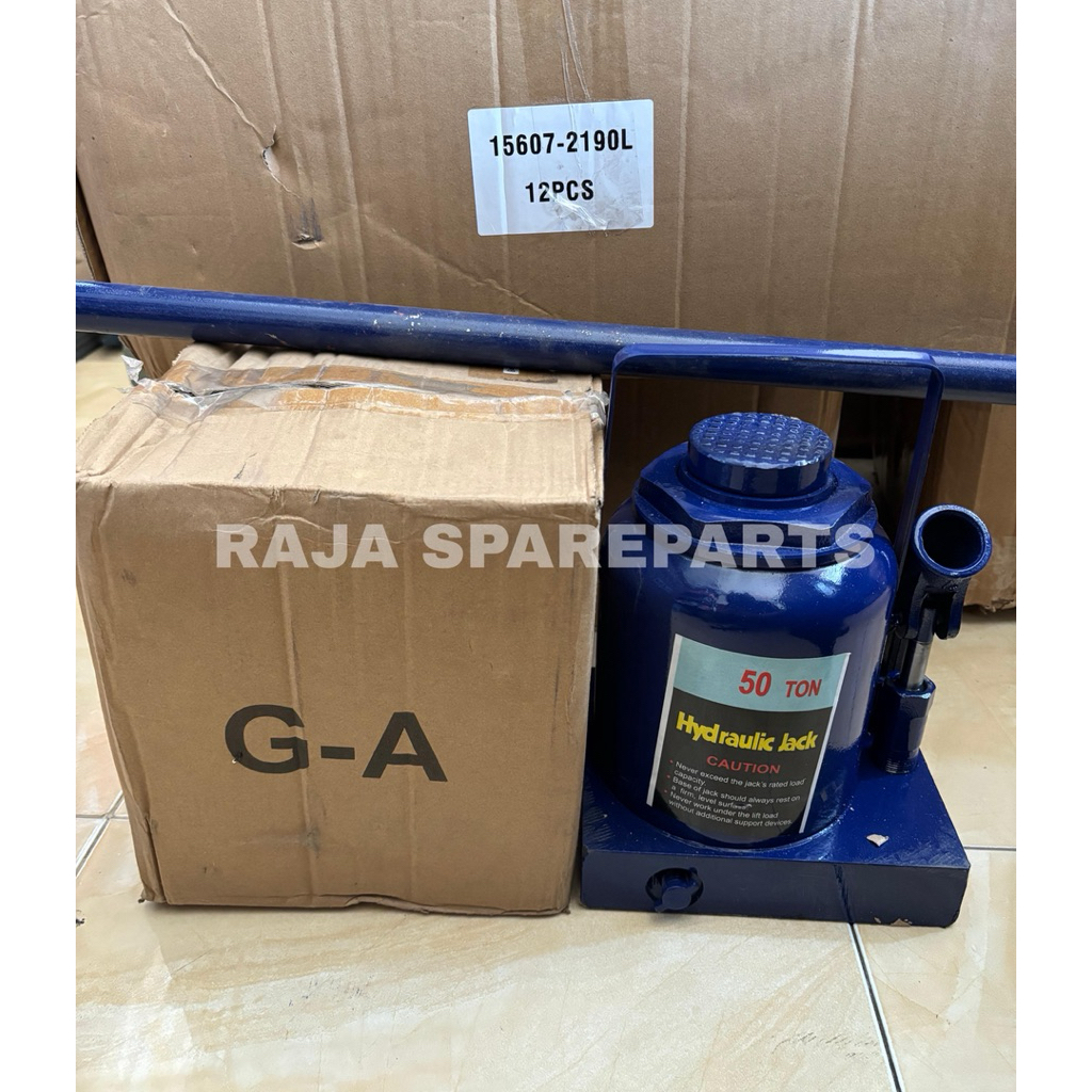 Dongkrak Botol 50 Ton Hydraulic Jack Body Pendek Ulir Biru