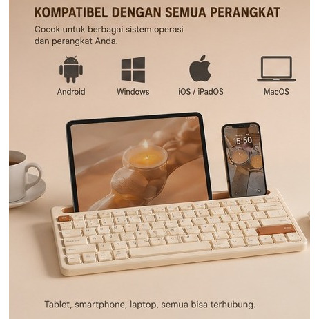BEKAS Keyboard New Keycaps Wireless Bluetooth Keyboard Transparan Keyboard Bluetooth Nirkabel 3IN1