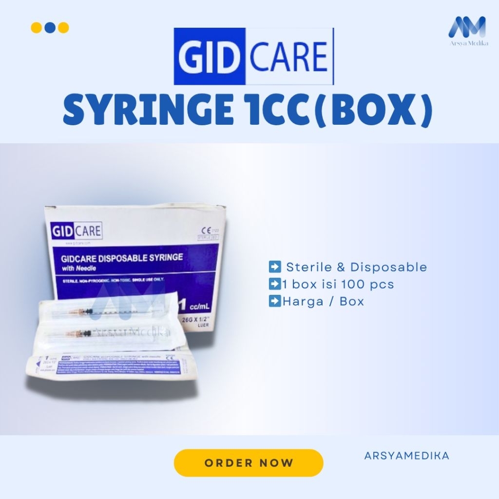 Syringe Disposable Gidcare 1cc || Harga/Box