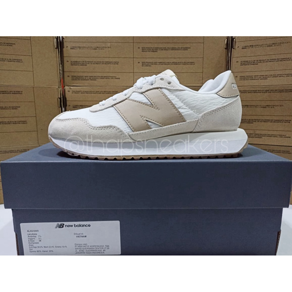 Sepatu Wanita NB 237 White/Beige Original Resmi