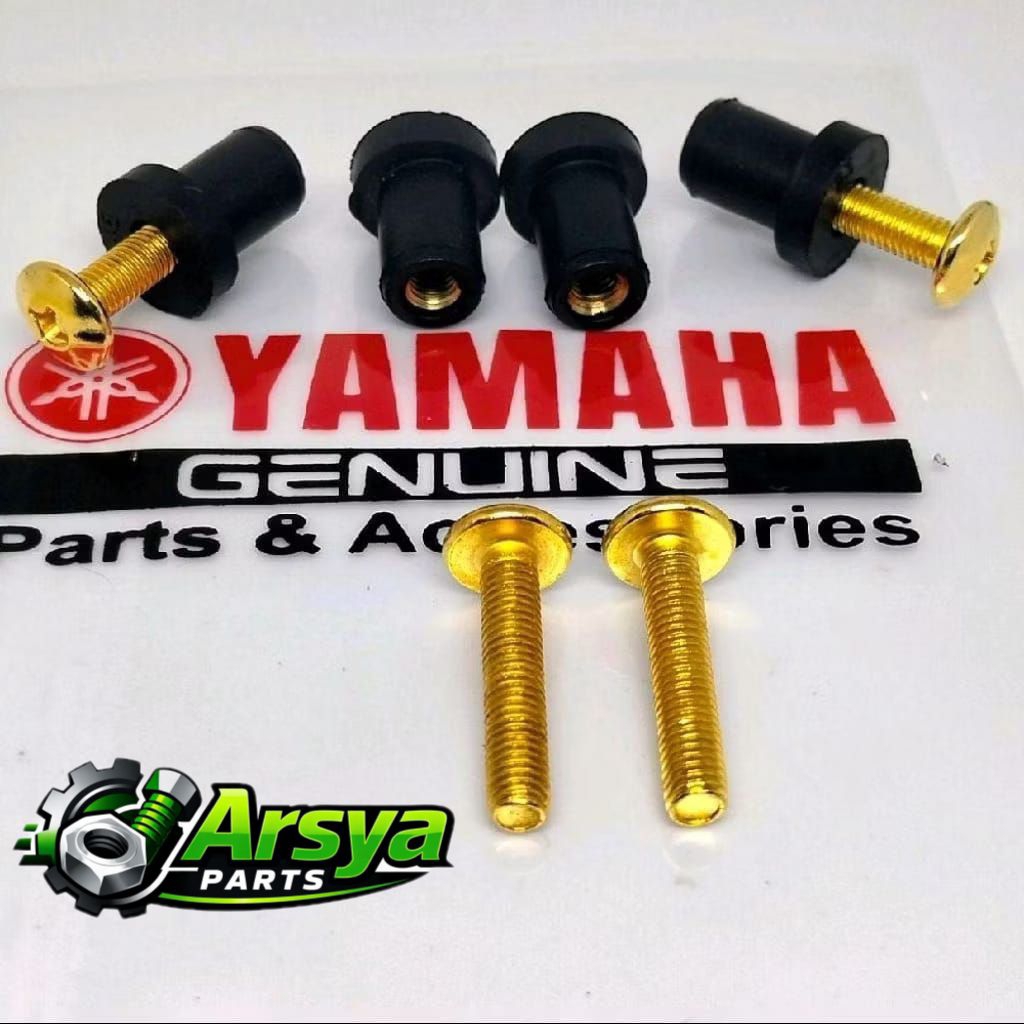 Baut Visor Baut Stainless Gold & Mur Karet Visor Motor Nmax Old/Nmax New/Lexi/Aerox/Xride