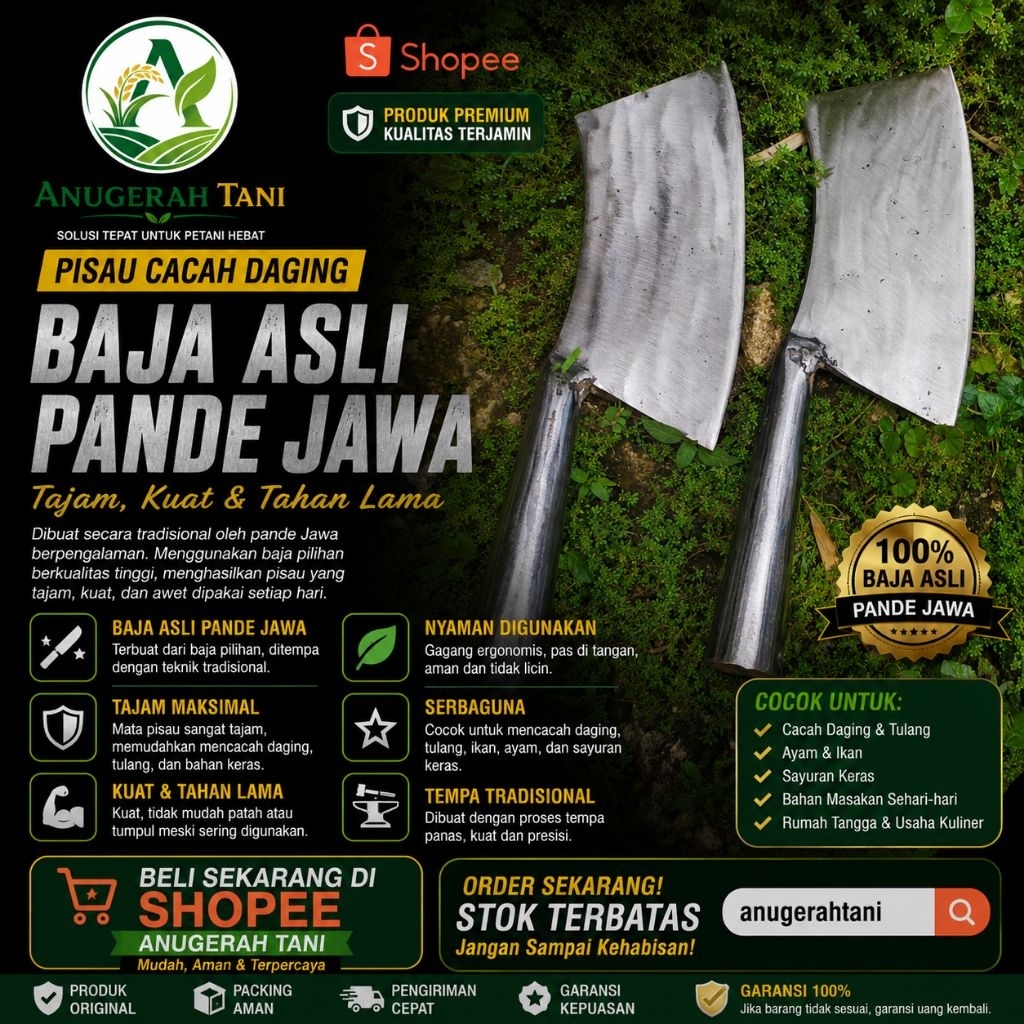 Pisau Cacah daging asli Per Baja Pande Jawa