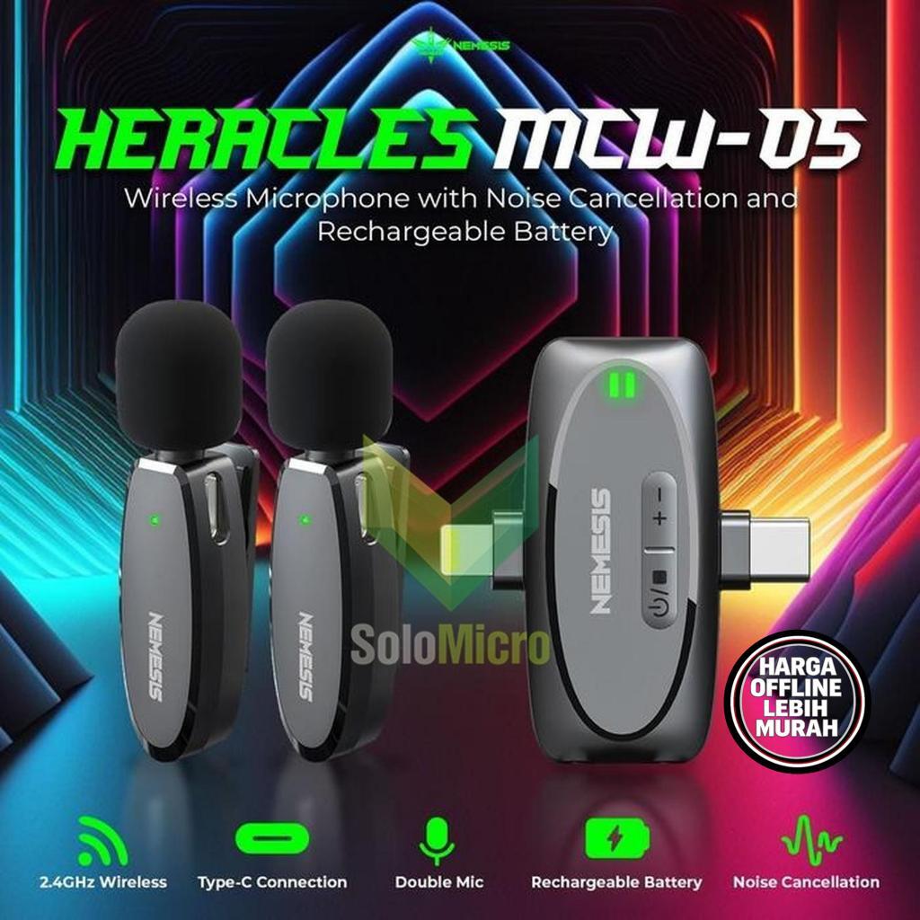 NYK HERACLES MCW-05 Mic Wireless 2.4GHz Clip On 3in1 – Mikrofon Clip-On Jernih untuk Content Creator