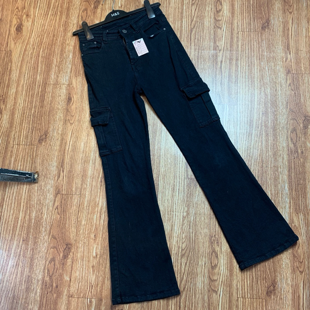 celana highwaist cargo cutbray bahan jeans brand GUPS