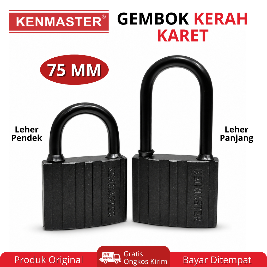 Gembok Besar 75mm Hitam Leher Pendek/Panjang untuk Pintu Pagar Gerbang
