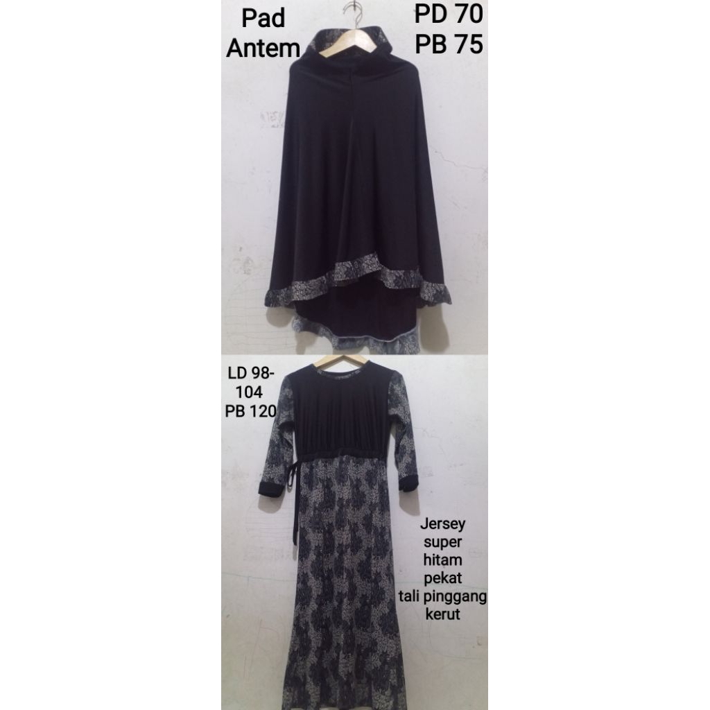 preloved gamis hitam set khimar anak