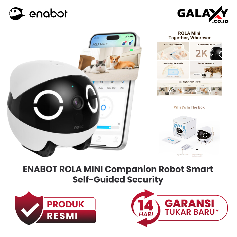 ENABOT ROLA MINI Companion Robot Smart Self-Guided Security Garansi Resmi