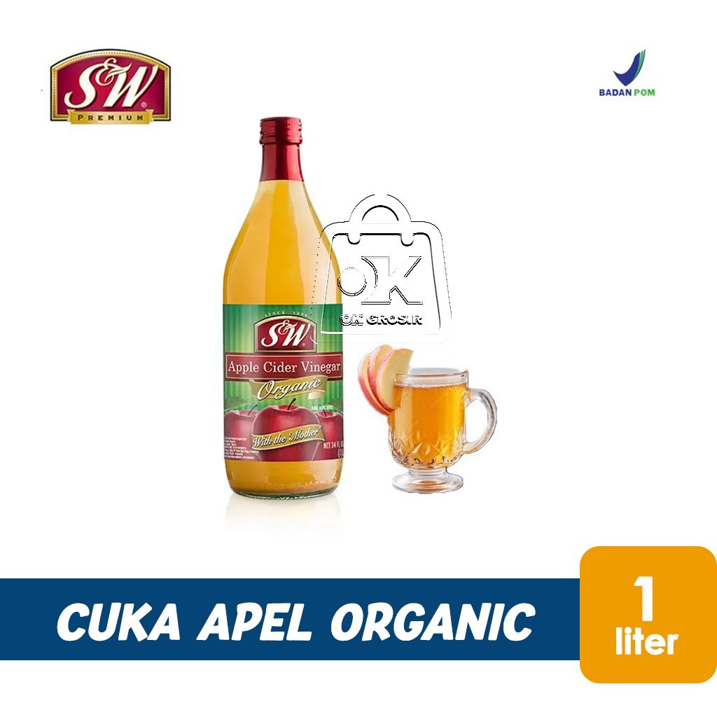 S&W SW Apple Cider Vinegar Organic / Cuka Apel Organik (Botol Kaca 1L)