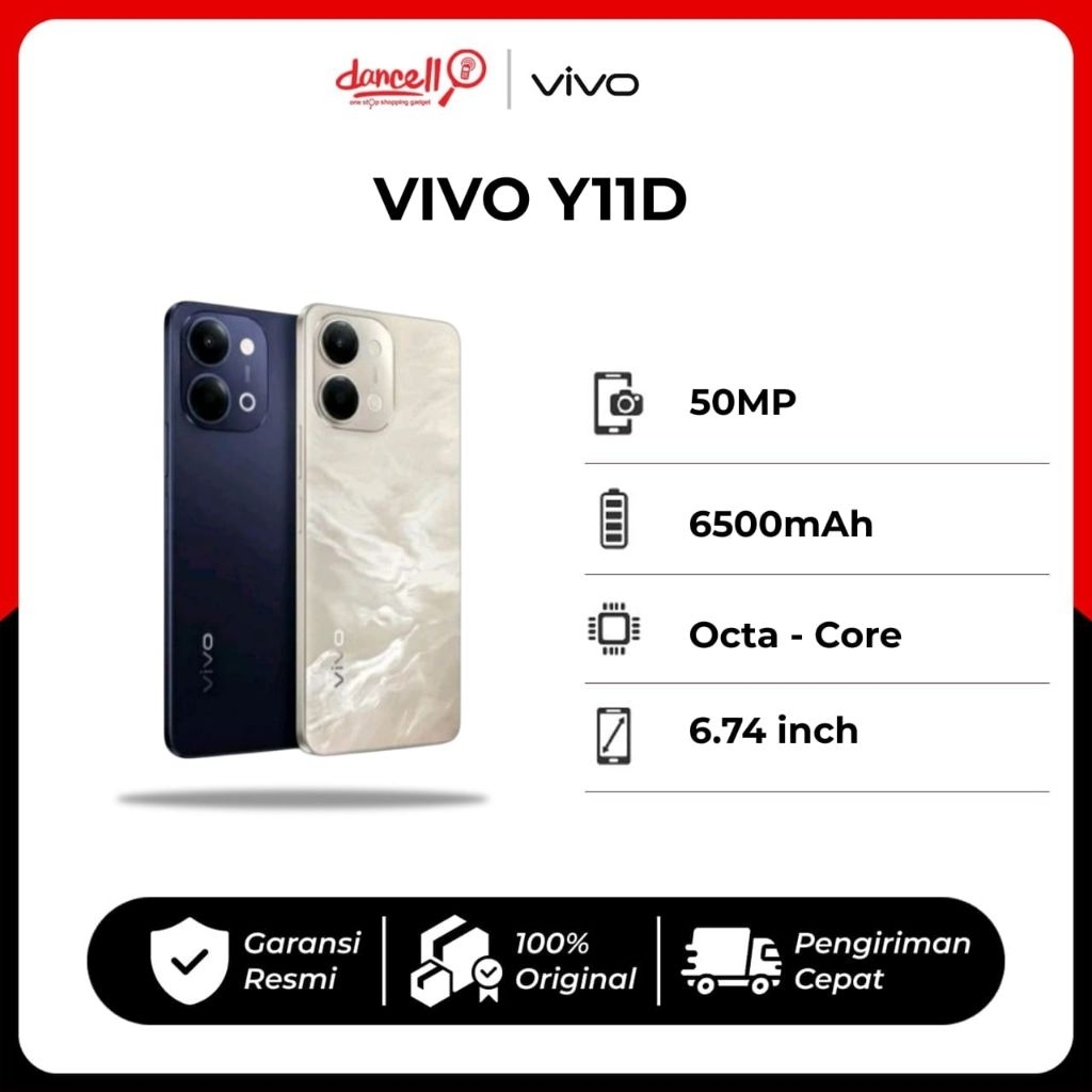 Vivo Y11D RAM Besar Baterai 6500mAh Fast Charging 44W Kamera 50MP Layar 6.74” IP65 Garansi Resmi