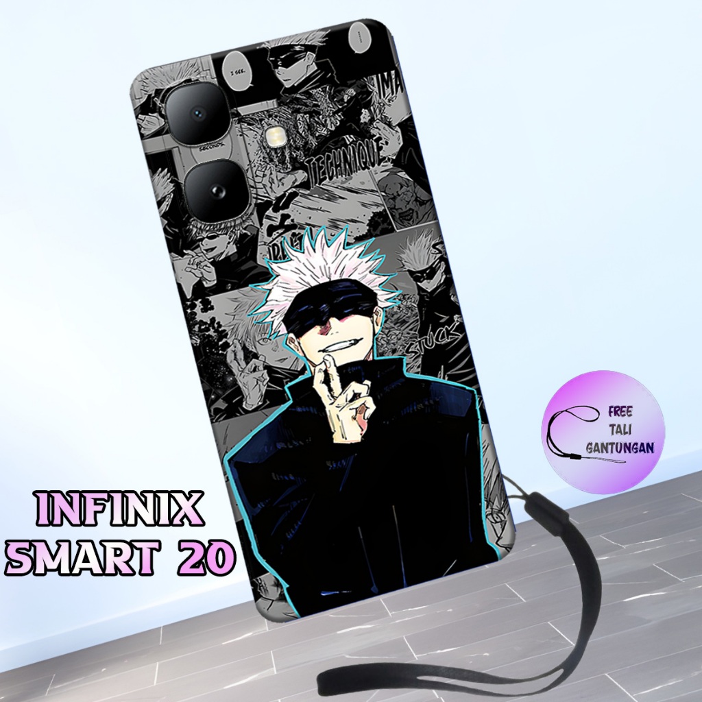 GC4 / Softcase karet Hp INFINIX SMART 20 + FREE TALI GANTUNGAN HP Terbaru / Motif Anime / Case  INFI