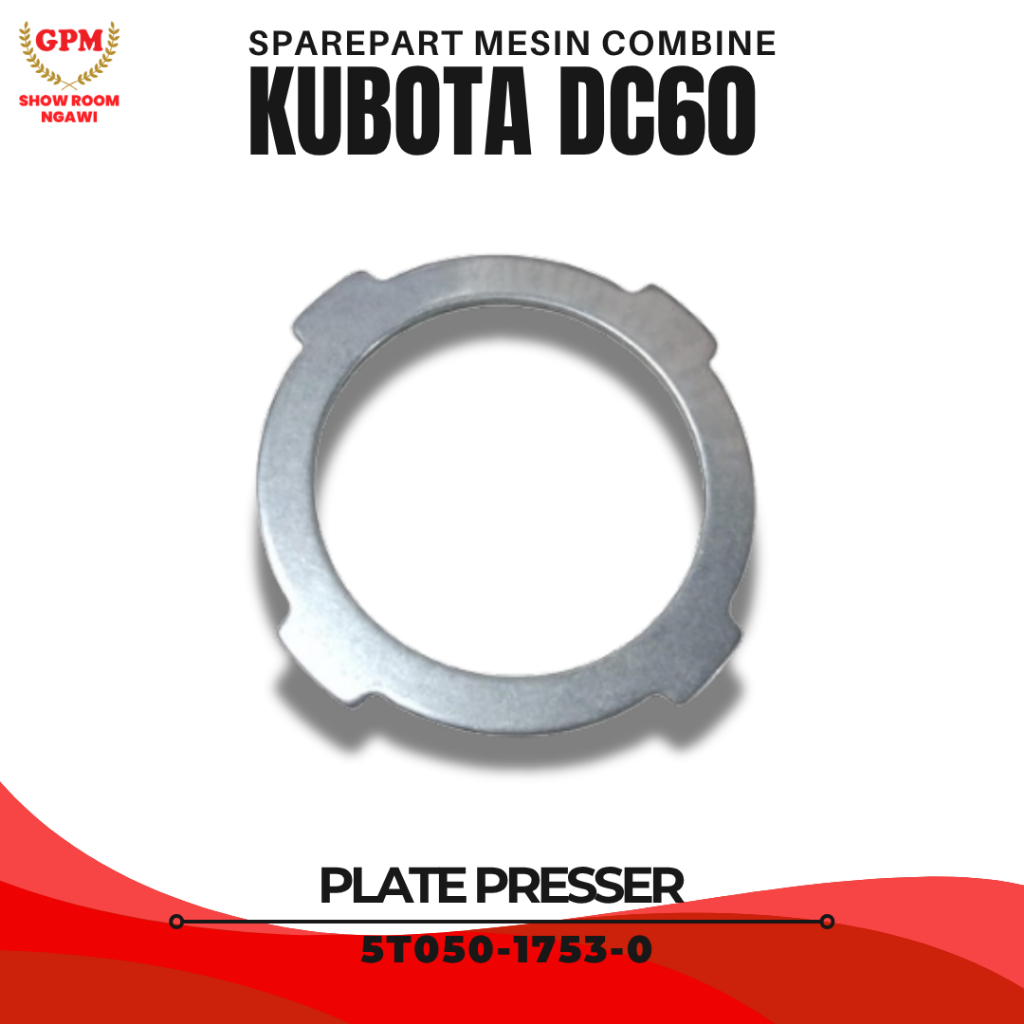 Sparepart Suku Cadang Plate Presser 5T050-1753-0 Untuk Mesin Panen Padi Combine Harvester KUBOTA DC6