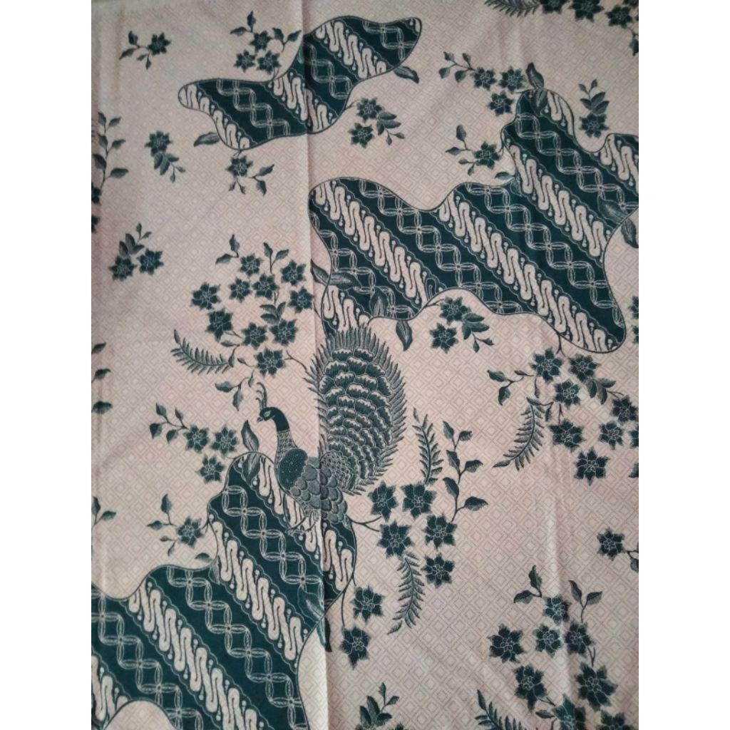 Kain Batik trr tetron rayon burung hijau Jarik Kebaya Kode 1552 Couple Katun Printing Seragam Brides