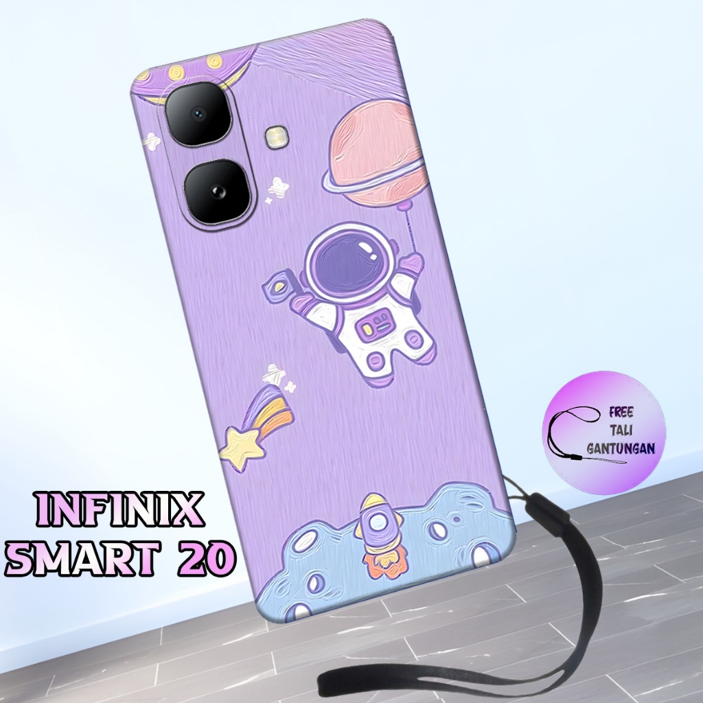 GC15 / Softcase karet Hp INFINIX SMART 20 + FREE TALI GANTUNGAN HP Terbaru / Motif Astronot / Case  