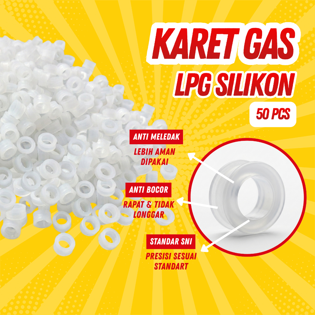 Karet Seal Gas LPG Silikon – Isi 50 Pcs | Karet Sil Tabung Gas Anti Bocor
