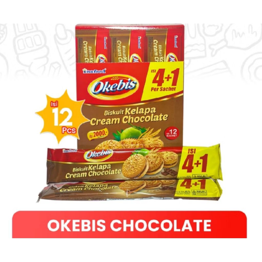 biskuit kelapa krim cokelat Okebis dari Inafood