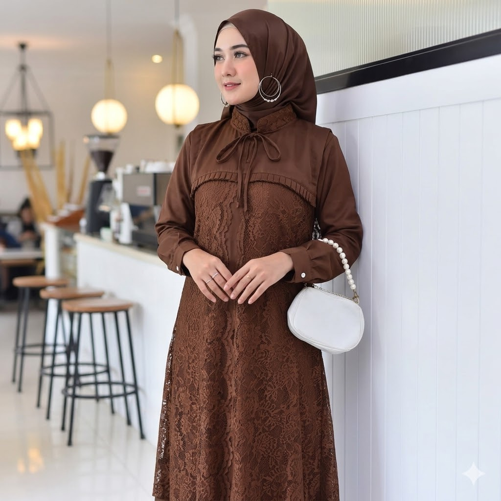 PO SERAGAM GAMIS BRUKAT SET INNER OUTER SWELLES DRESS