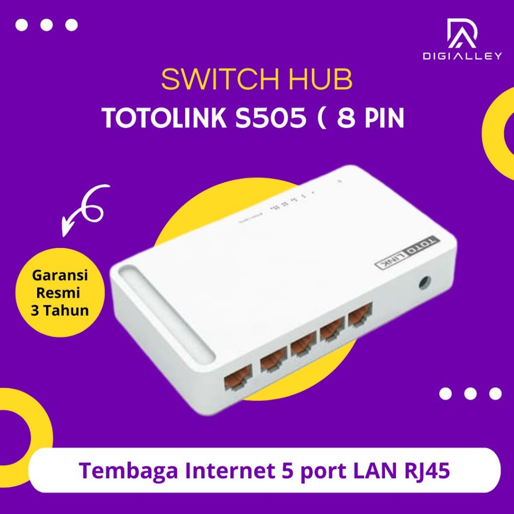 Switch Hub Totolink S505 ( 8 PIN ) Tembaga Internet 5 port LAN RJ45
