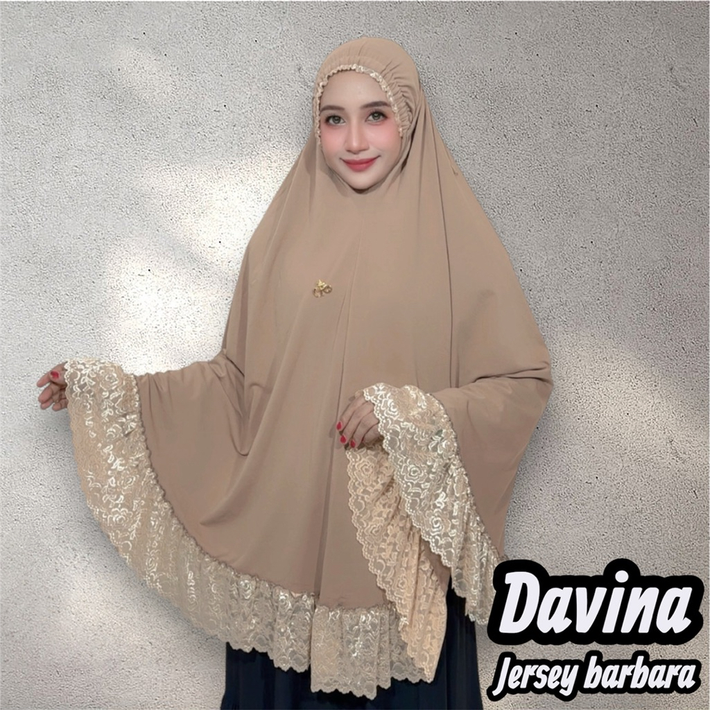 Jilbab instan Jumbo renda Davina kerut dahi jersey barbara by Fo hijab wanita muslim