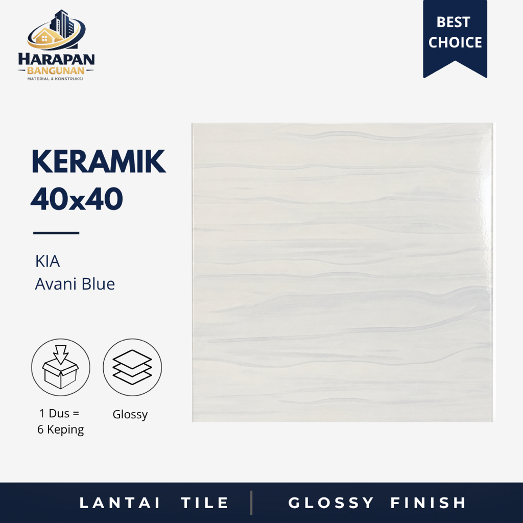 Keramik Lantai 40x40 Kia Avani Blue Biru Muda Glossy 40 x 40
