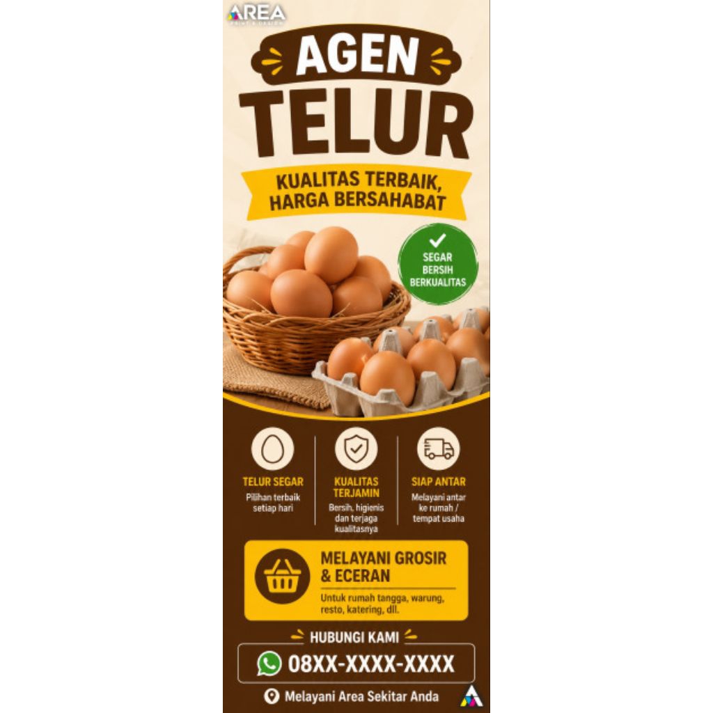mmt banner agen telur dan alat X banner| 60x160 cm flexi 280 gsm | X banner | Y banner | Roll banner
