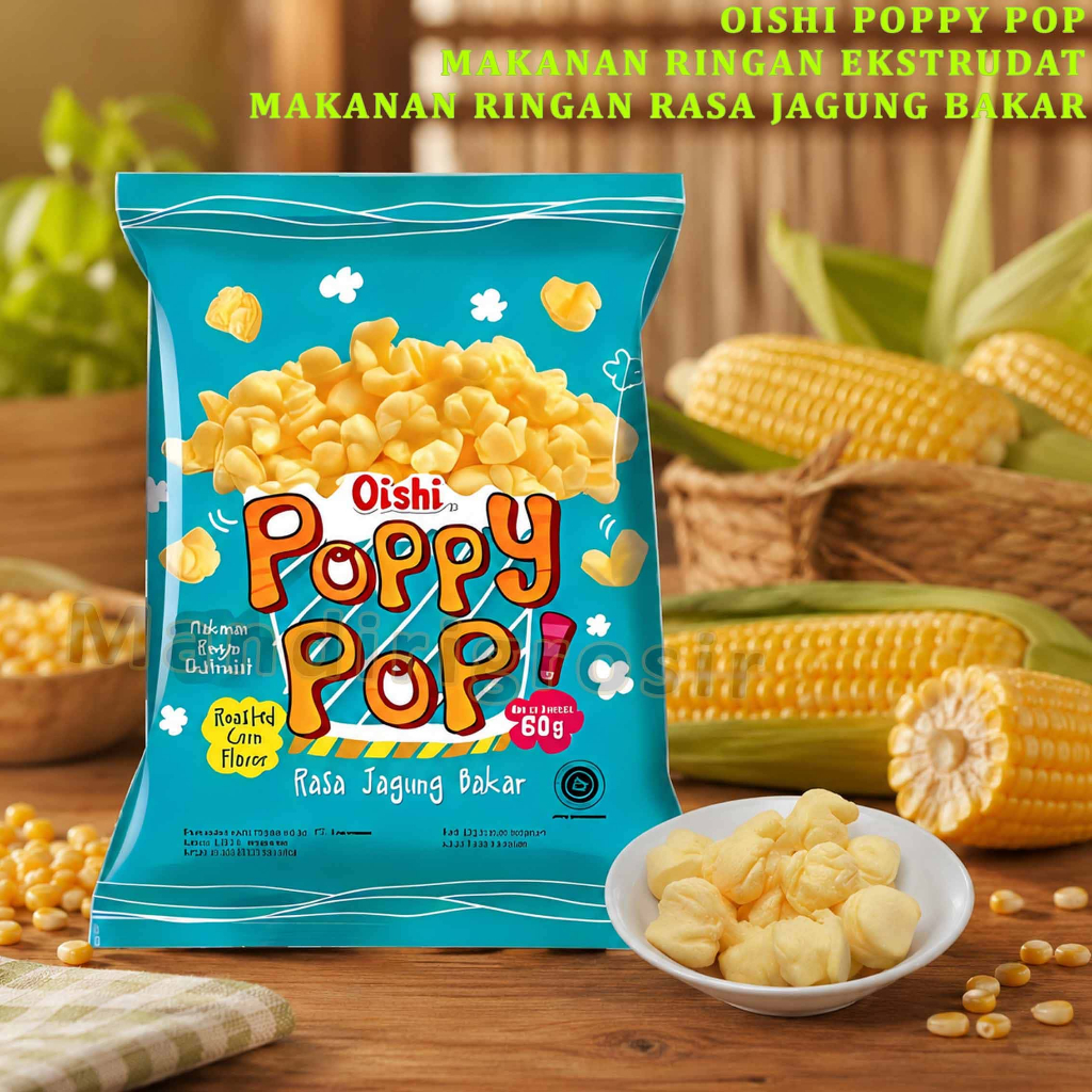 Cemilan Snack Jagung * Oishi Poppy Pop * Snack Pop Rasa Jagung Bakar * 60gr