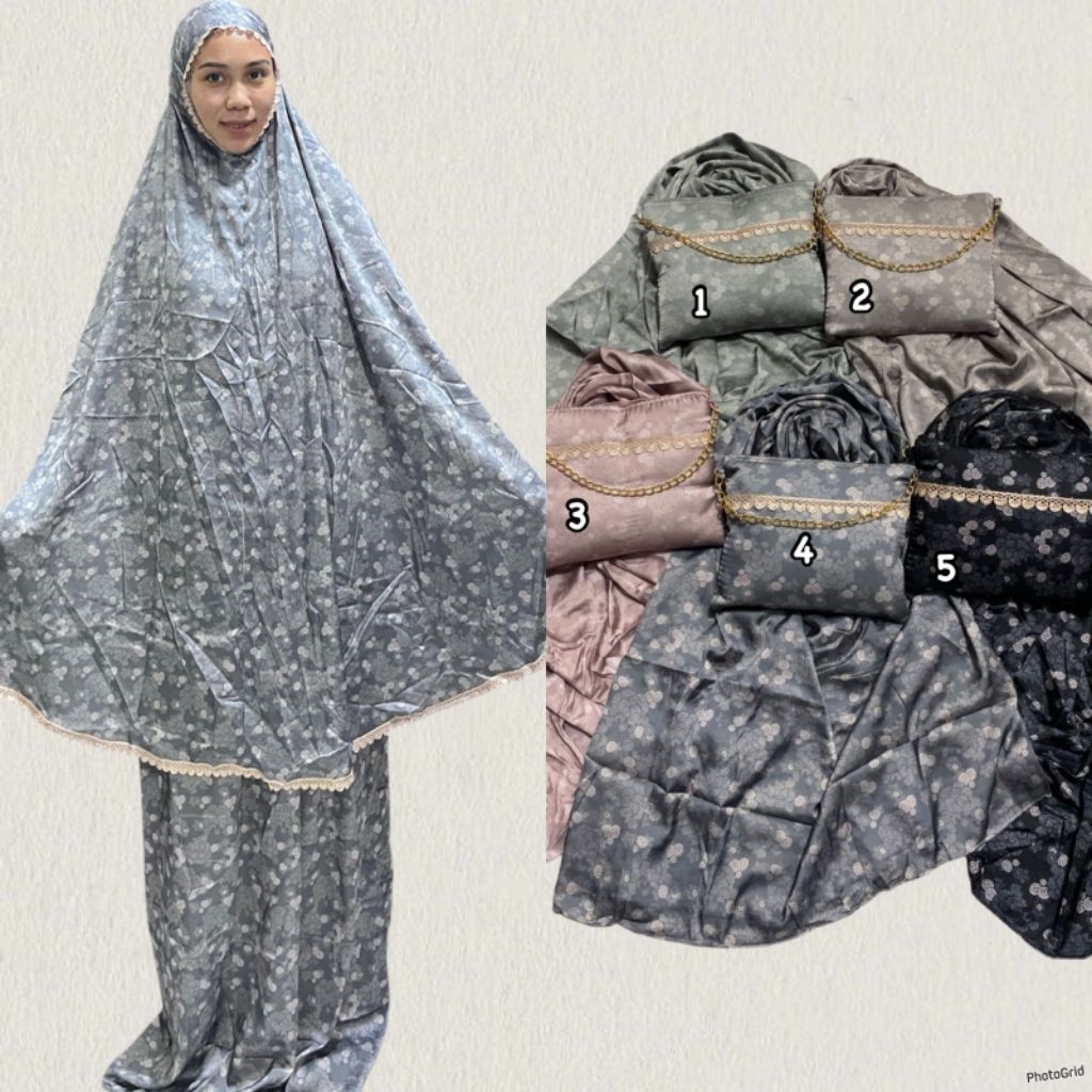 mukena silk terbaru/mukena silk/mukenah tas mewah/mukenah tas renda