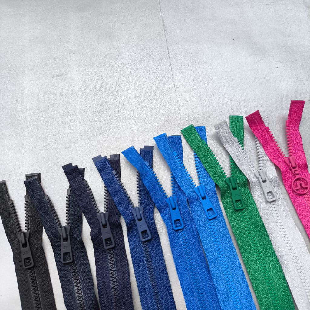 Resleting Jacket Vislon YKK No 3 Kepala Satu (VSOR) Warna Hitam, Navy, Biru, Biru Langit, Biru Malam