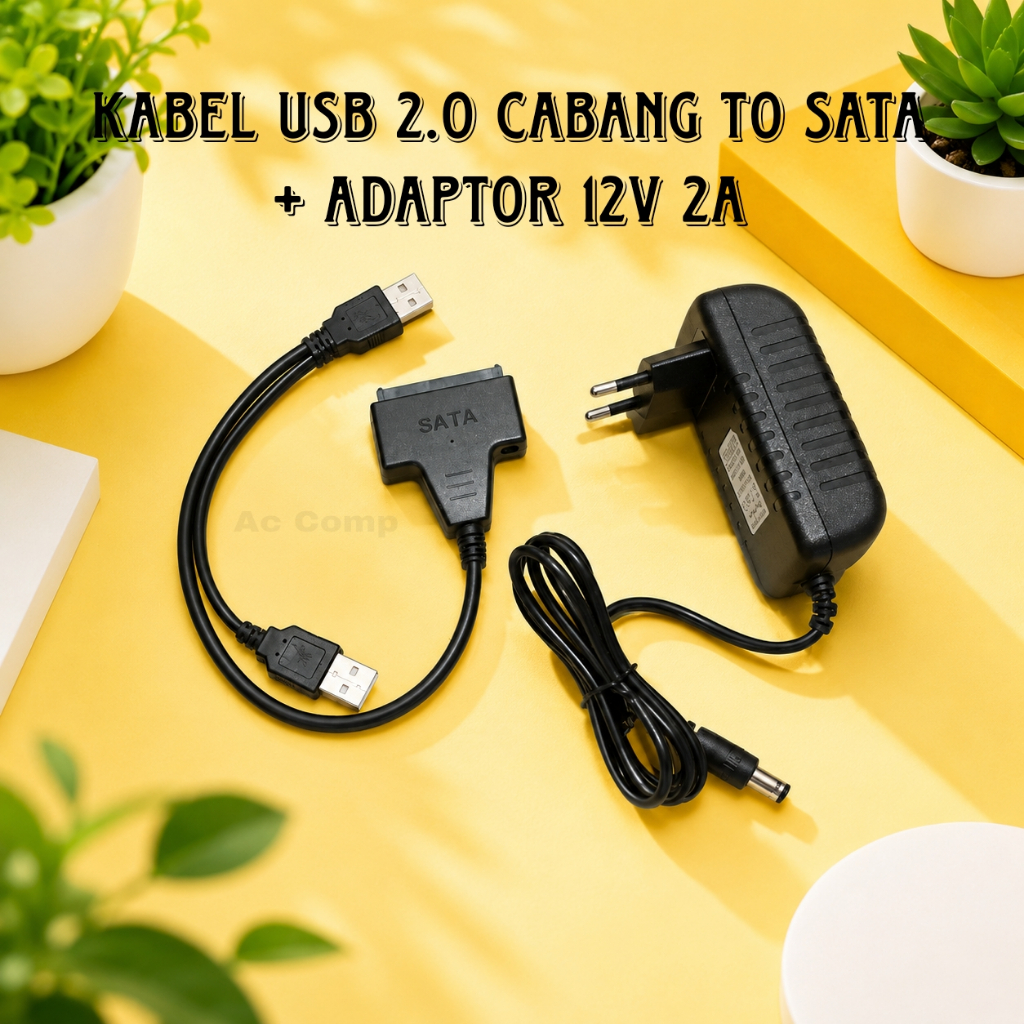 Kabel USB 2.0 Cabang to Sata + Adaptor 12V 2A