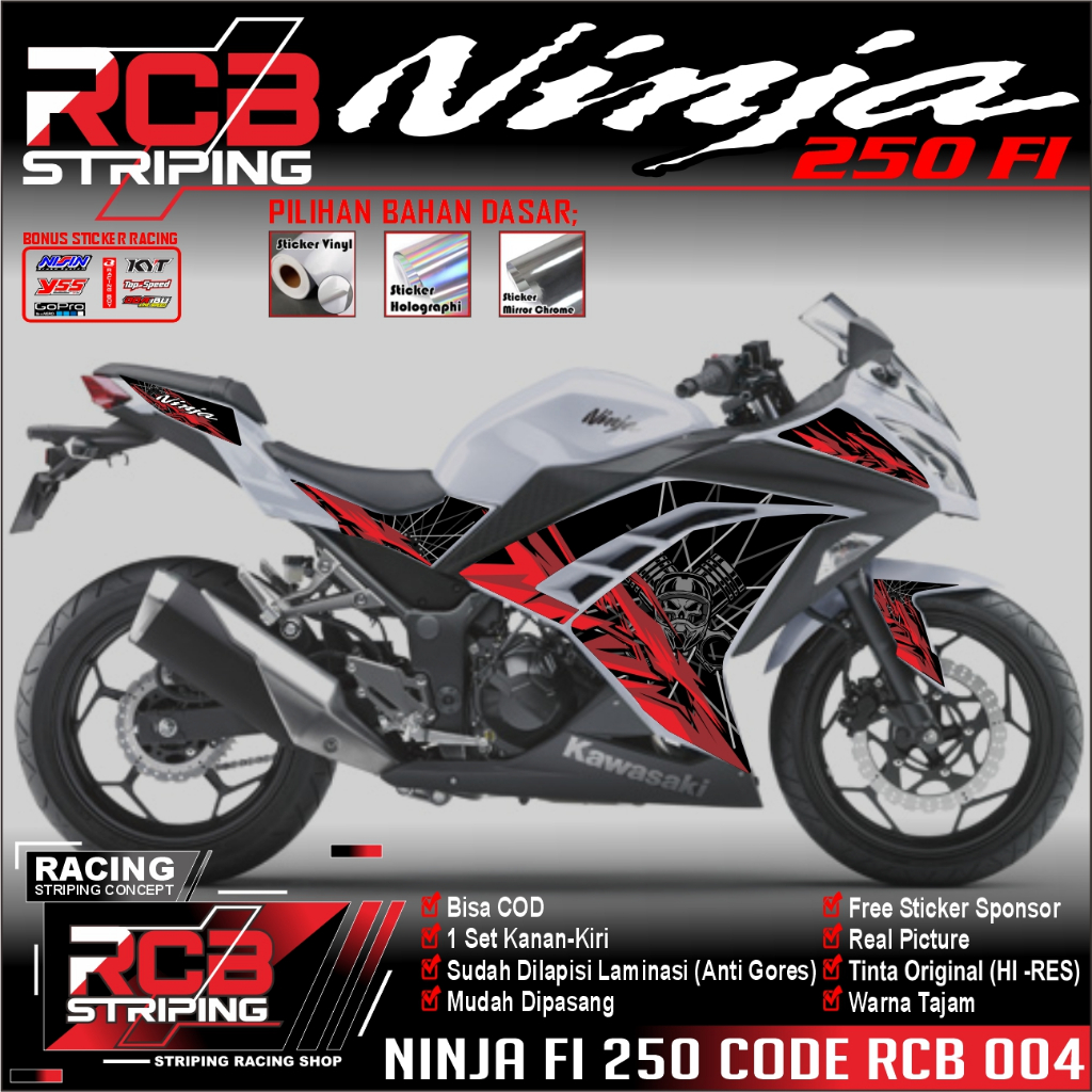 KAWASAKI NINJA FI 250 - STRIPING VARIASI NINJA FI 250 - STICKER VARIASI SUPER MOTO MINIMALIS RCB 004