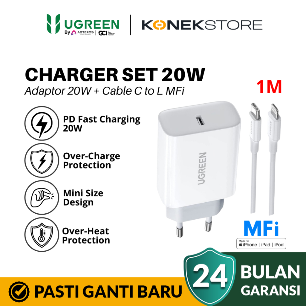 Ugreen Charger Iphone MFI Set PD 20W Fast Charging