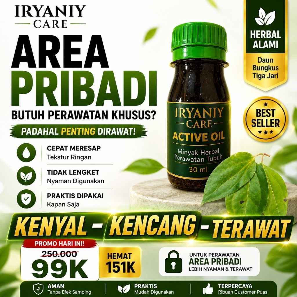 Iryaniy CARE 30ml | Minyak Herbal Pemijatan & Perawatan Area Pribadi Tubuh Tertentu | Nyaman untuk P