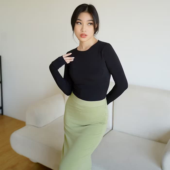 Bodysuit Wanita Lengan Panjang Latex