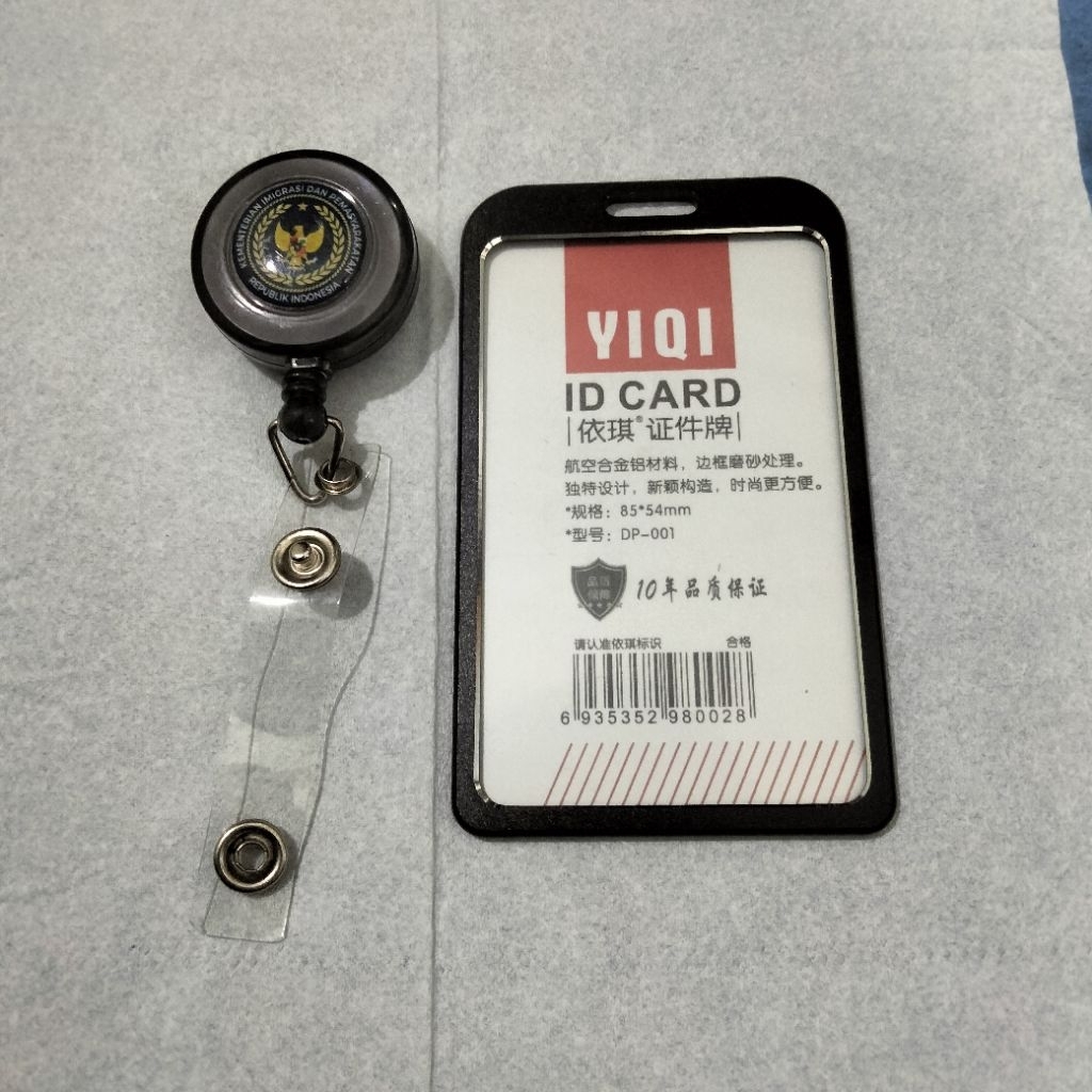 id card holder logo KEMENIPAS terbaru case aluminium hitam yoyo transparan