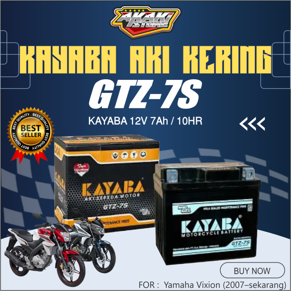 Aki Motor Yamaha Vixion New Vixion 2007 – 2026 KAYABA GTZ7S Aki Kering