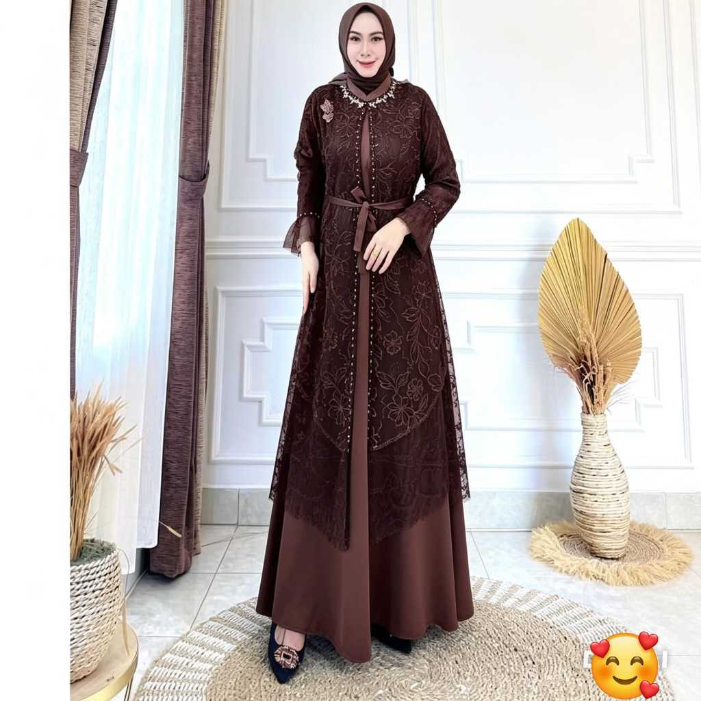 Gamis Brokat Kondangan Model Malaysia Duyung  Gamis Pesta Mewah Terbaru