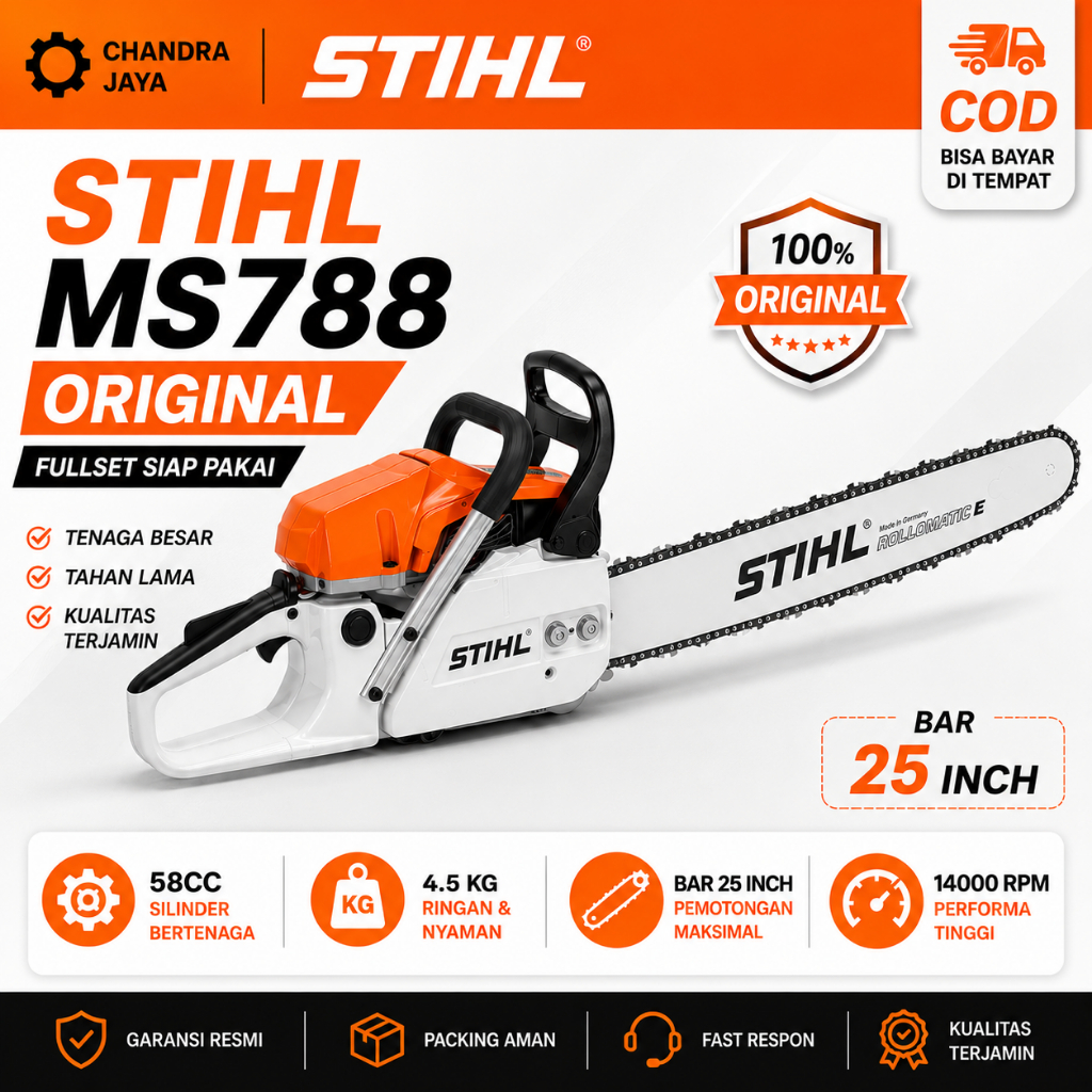 Mesin Senso Chainsaw STIHL 799 New ORIGINAL ASLI Gergaji Mesin Potong Tebang Kayu 25 Inch Fullset Si