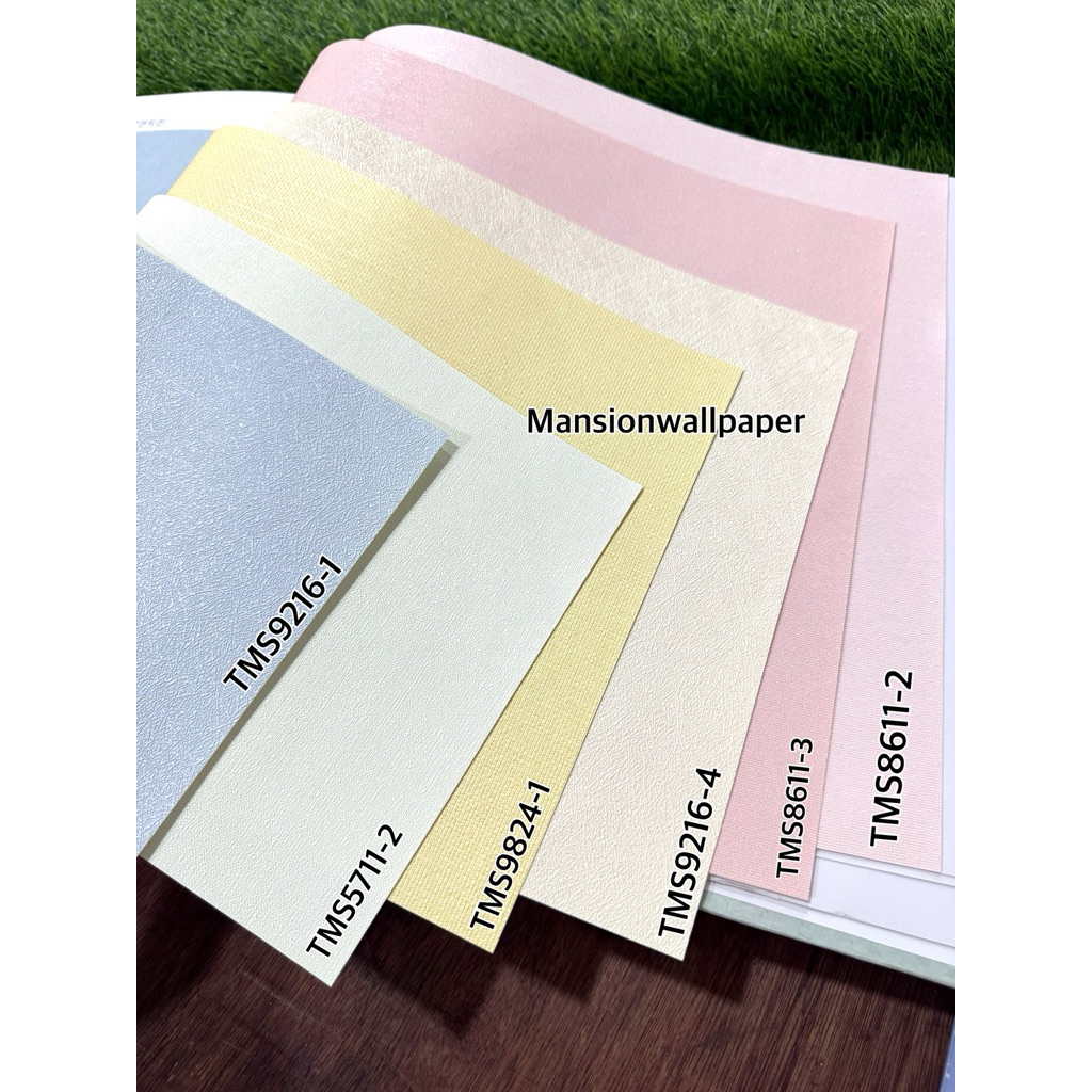 Wallpaper Dinding Korea Polos Tekstur Putih Biru Pink Biru Pastel