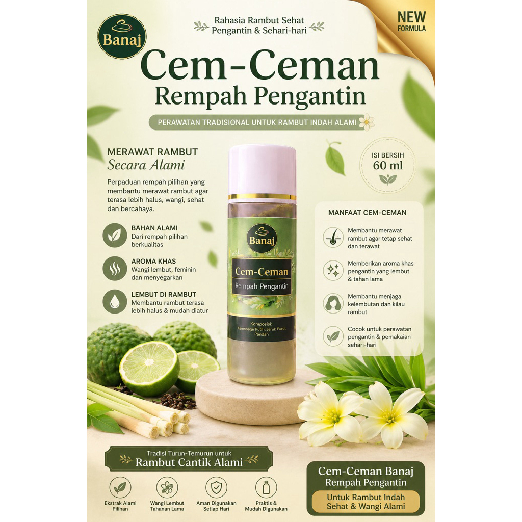 BISA COD CEMCEMAN PENGANTIN BANAJ MELEMBUTKAN DAN WANGI KHAS PENGANTIN, MEMBUAT RAMBUT MUDAH DIATUR