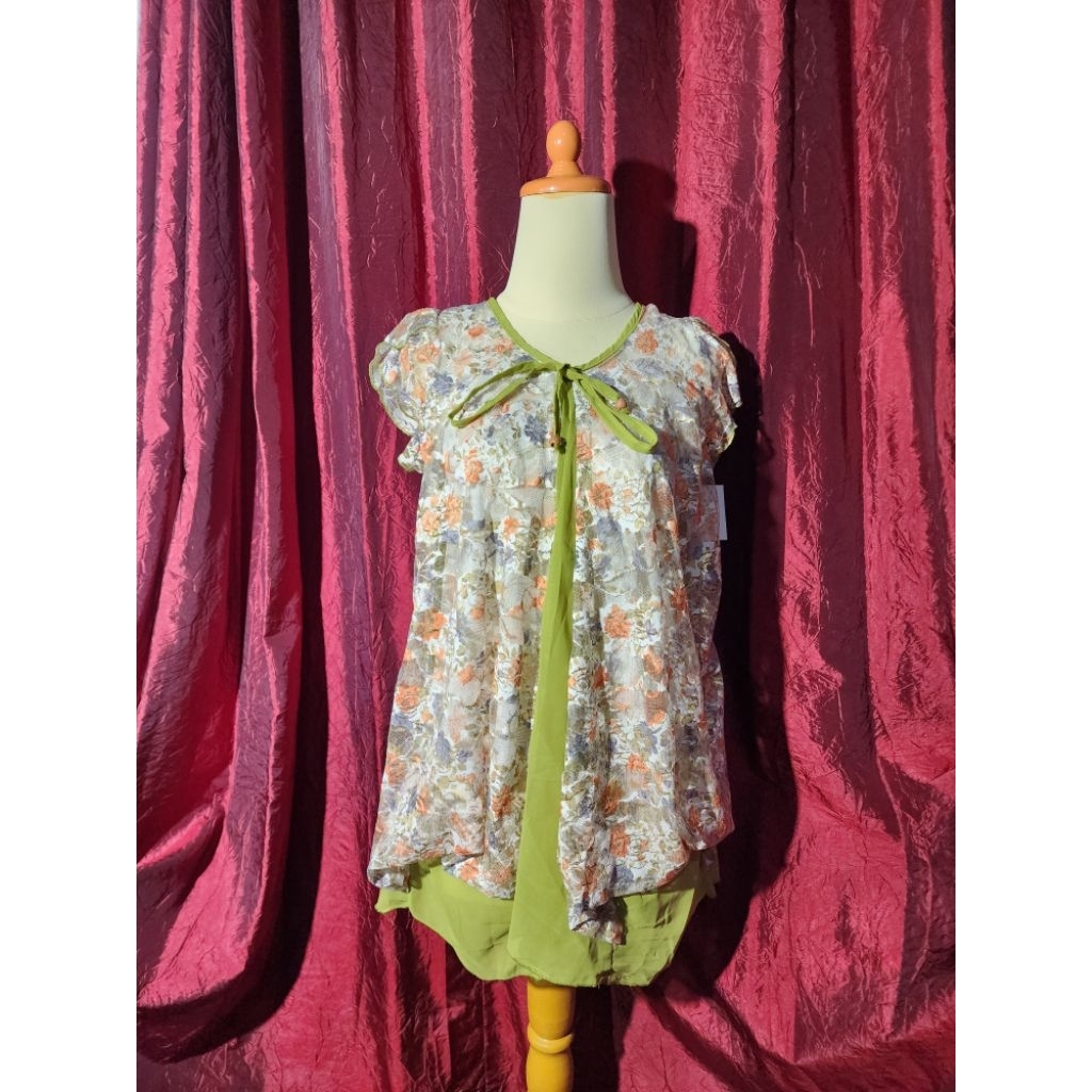 Atasan Sifon Motif Bunga CR178