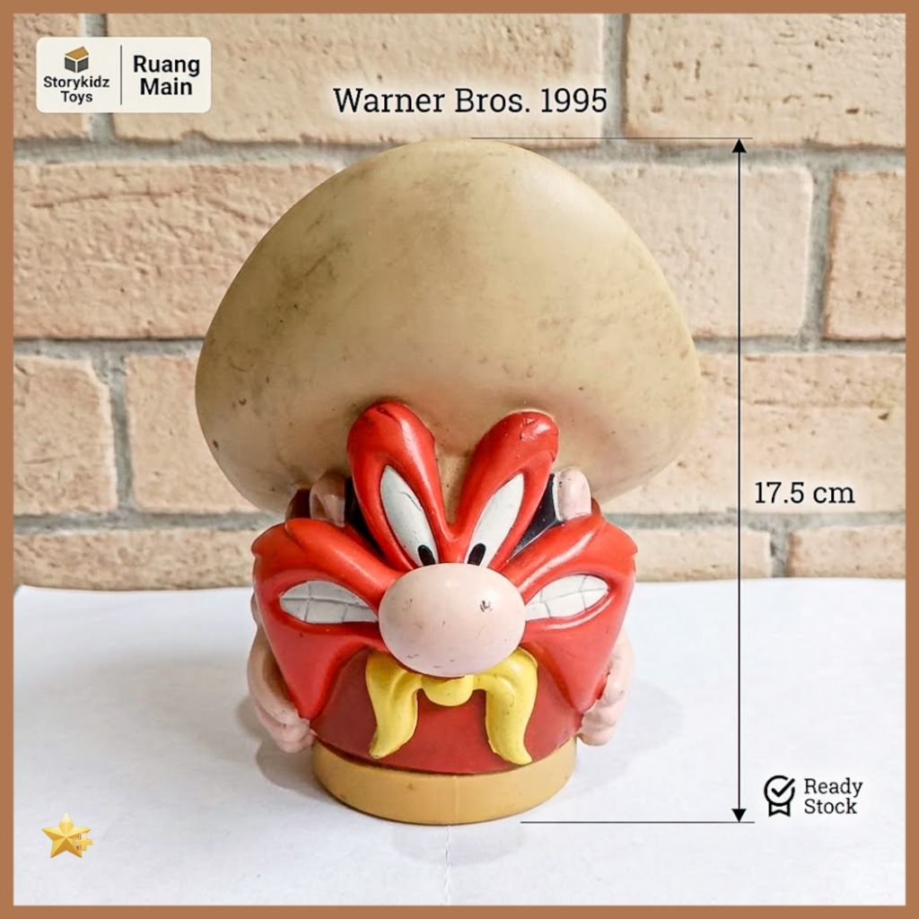 Mug Vintage Warner Bros 1995 Yosemite Sam Looney Tunes Figure Jadul Koleksi Langka Rare 90s