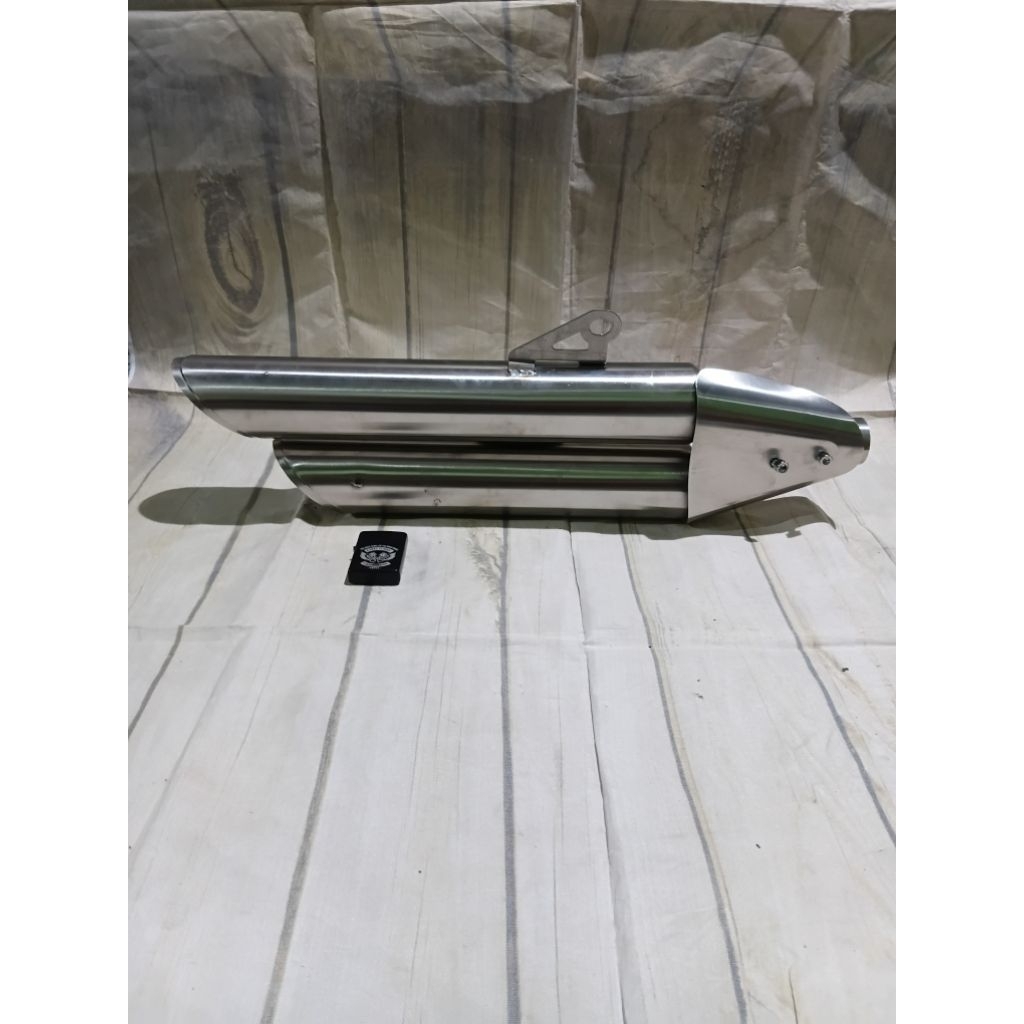 Knalpot motor bambu runcing Doble Silincer For Bobber Scrambler Japstyle motor Custom Stenlis