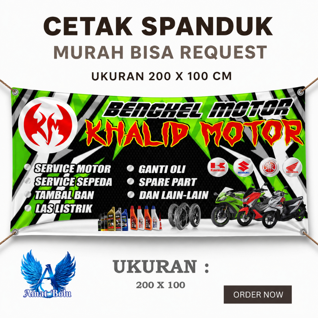 Banner I SPANDUK BENGKEL Racing Custom Nama Bengkel